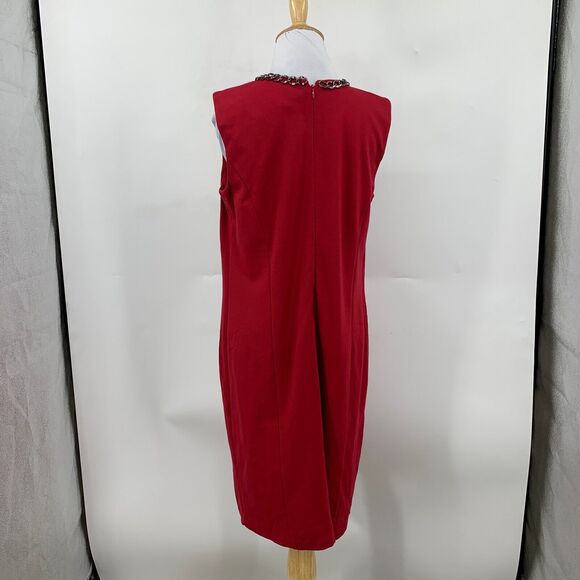 Chicos Jillian Shift Dress Womens 1 Red Back Zip Sleeveless Nylon Chain Neckline - Picture 5 of 11